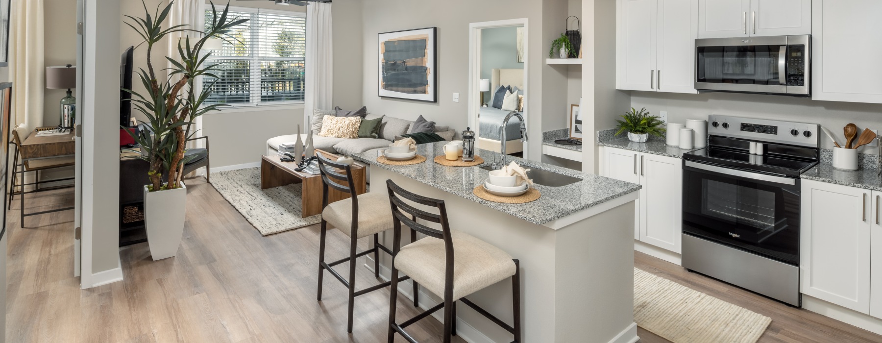 kitchen with island and seating