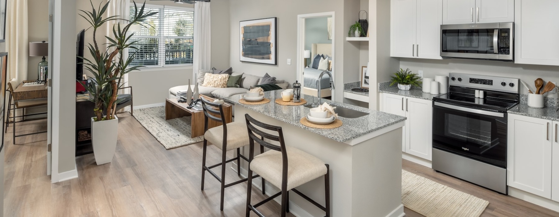 kitchen with island and seating
