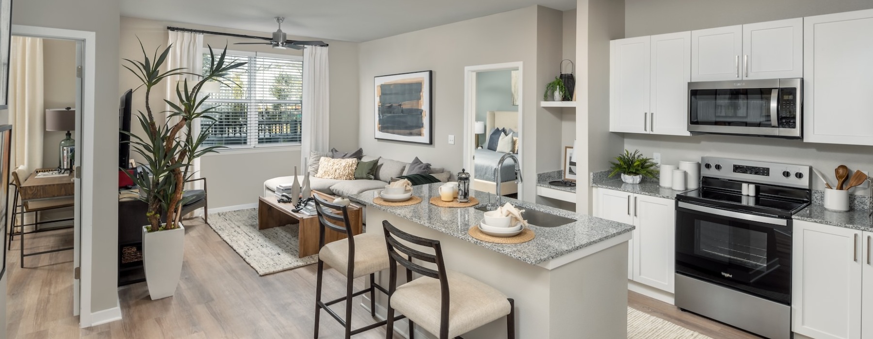 kitchen with island and seating