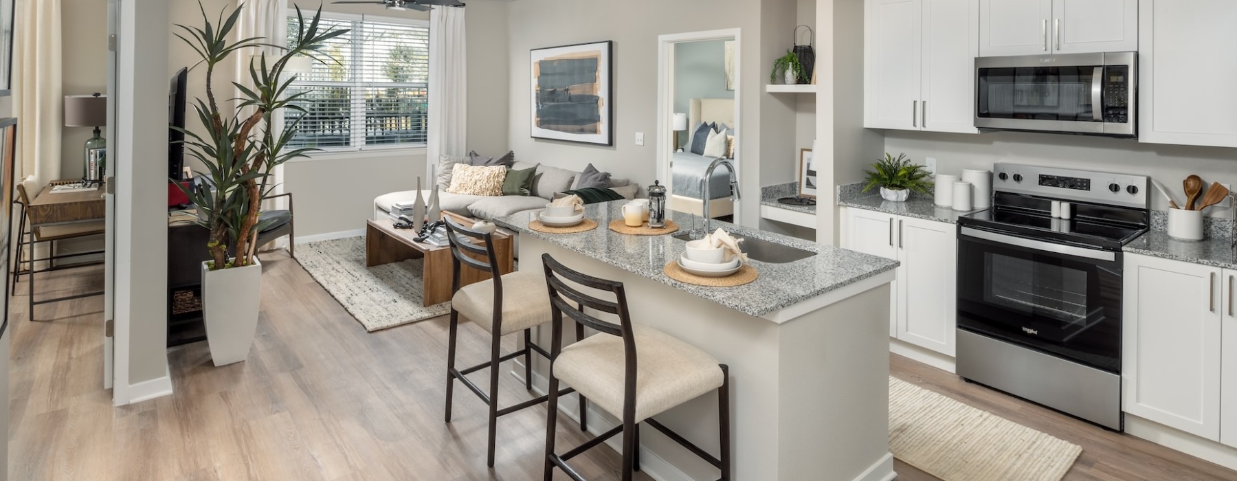 kitchen with island and seating